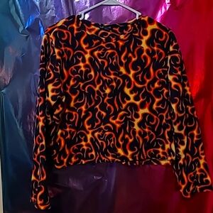 Vintage y2k Tribal Flame Fleece shirt
